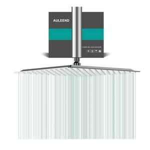 AULEEND 12x12 Square Brushed Stainless Steel Rain Shower Head High Flow Rainfall